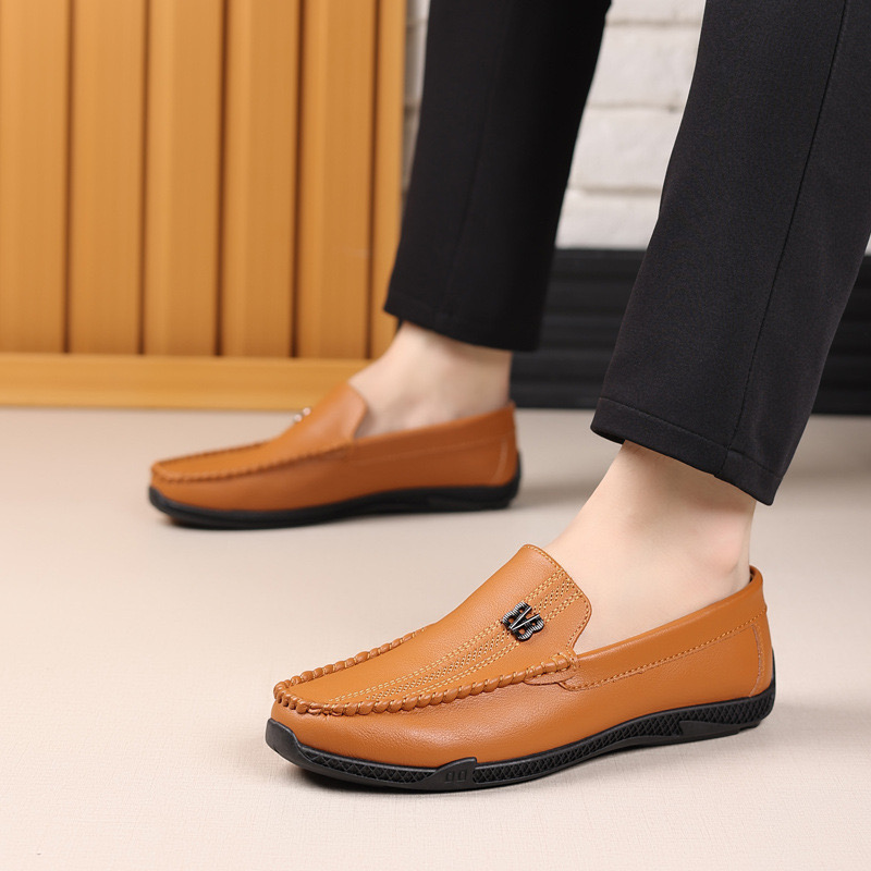 New White Leather Casual Brand Black Formal Dress Designer Men Loafers Breathable Slip on Driving Shoes