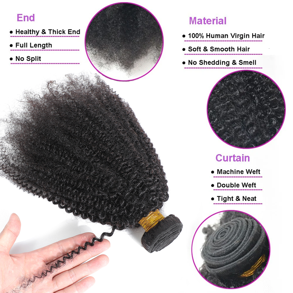 Brazilian Kinky Curly Bundles 4B 4C Afro Kinky Bulk Human Weave Bundle Deal Hair Extensions Wholesale