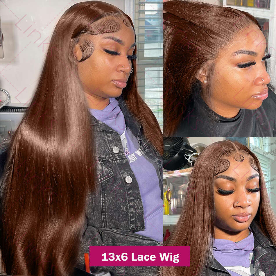 Chocolate Brown Lace Front Wigs Human Hair 230% Density Straight HD Lace Front Wigs Human Hair Pre Plucked with Baby Hair Brown