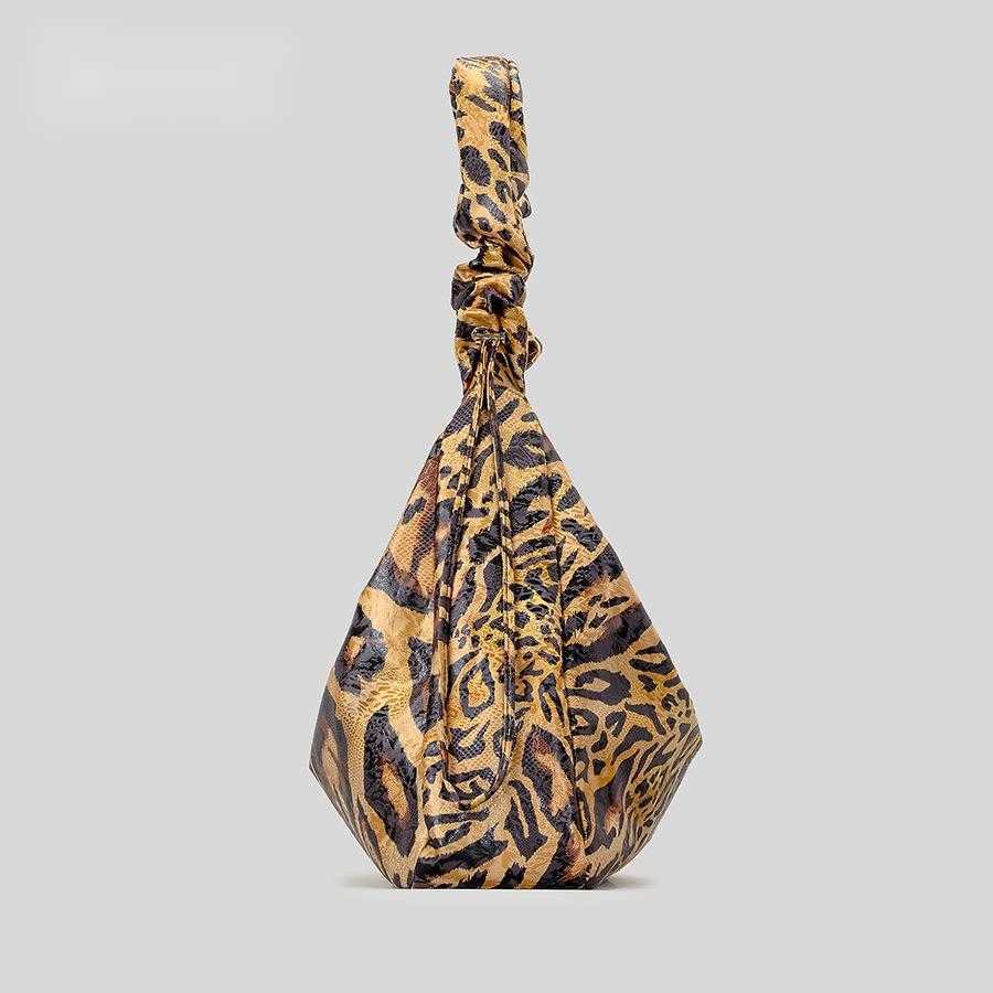 CMM Korean Instagram Leopard Pattern Large Capacity Shoulder Bag Large Drawstring Shoulder Strap Handbag Underarm Bag Women 241015