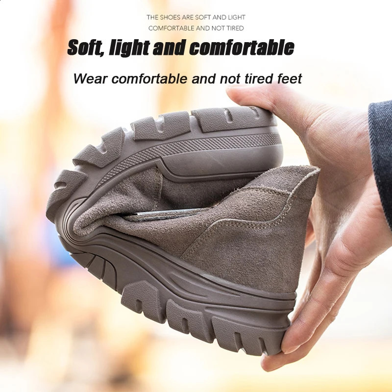 Anti-smash Safety Boots Men Steel Toe Cap Stab-resistant Work Shoes cow suede material Fireproof splash Breathable Male Sneakers 241021