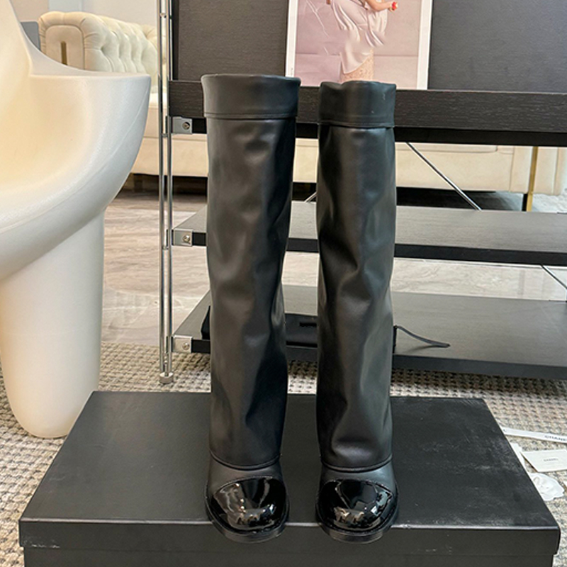 designer boots Shark High Boot New Chunky Pant Designer Women Long Autumn Winter Heel Fashion Western Knight Slip On Boots Over The Knee
