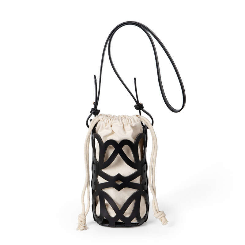 Korean hot Style Crossbody Bag: New Design Hollowed Out Drawstring Canvas Cylindrical Shoulder Bag