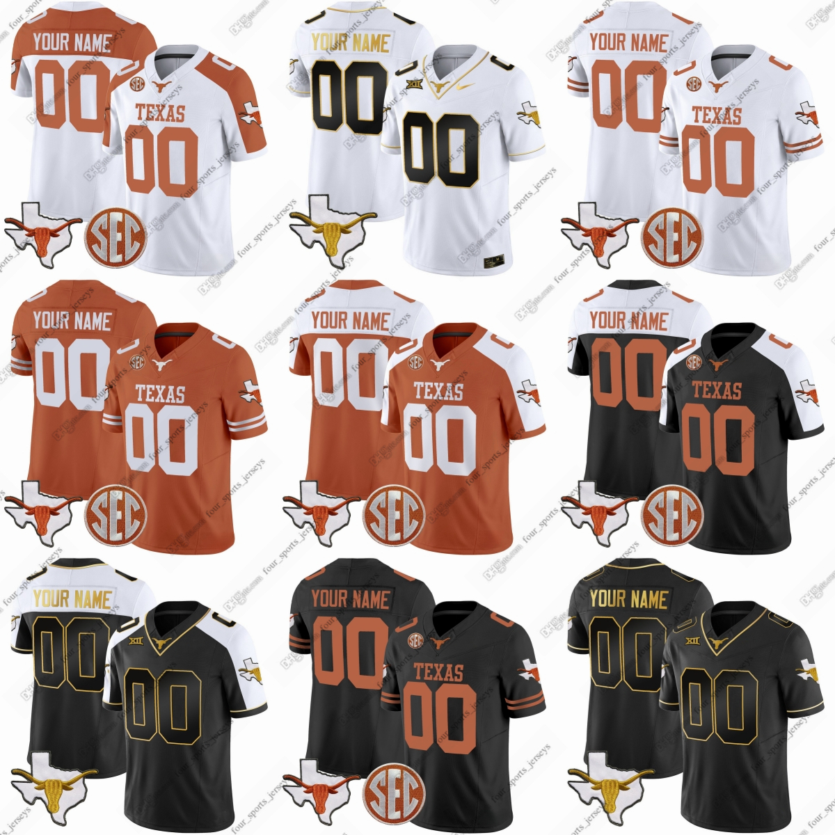 Texas Longhorns 16 Arch Manning Football Jerseys 3 Quinn Ewers 26 Quintrevion Wisner 23 Jaydon Blue Jerrick Gibson Isaiah Bond Gunnar Helm Ryan Wingo Matthew Golden