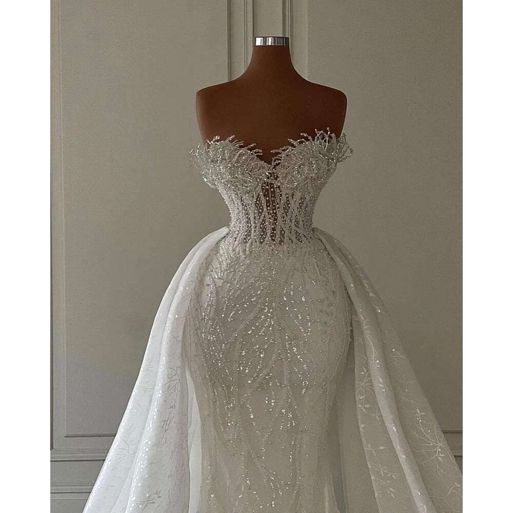 Custom Made Lace Mermaid Wedding Dresses With Detachable Skirt Two In One Bridal Gown Vestido De Novie Bc19653 0213