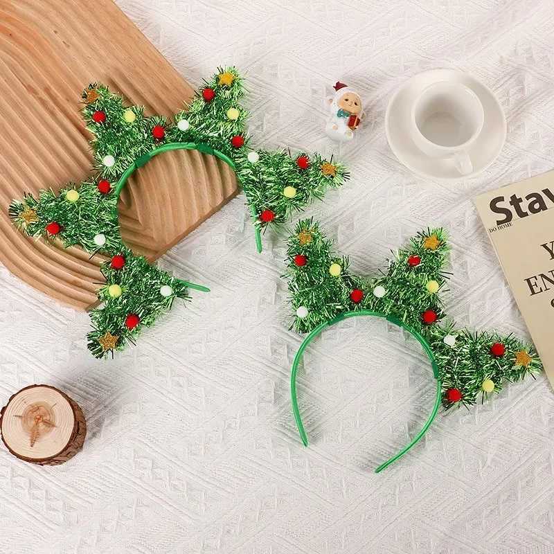 Christmas Tree Headwear Xmas Star Hair Ball Kids Headband Merry Christmas Decor Noel Natal Navidad Happy New Year 2025 Hair DecX241021