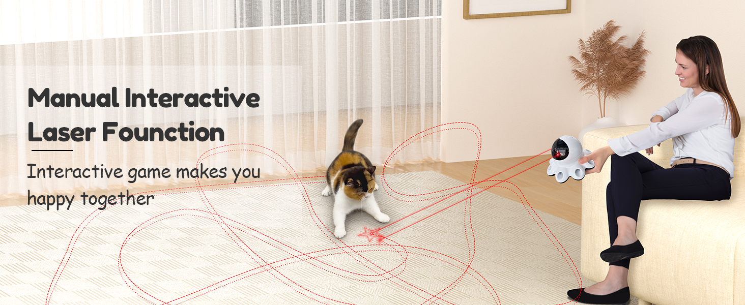 Cat Laser Toy ,2-in-1 Interactive Cat Toys for Indoor Cats, Automatic Laser Pointer Cat Toy, 8 Holes Mice Whack A Mole Moving Feather, USB Rechargeabl