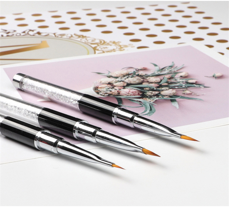 8pcs nail art brush set acrylic nails art pen for nails liner flower painting polish gel design crystal handle box package manicure kit NAB024