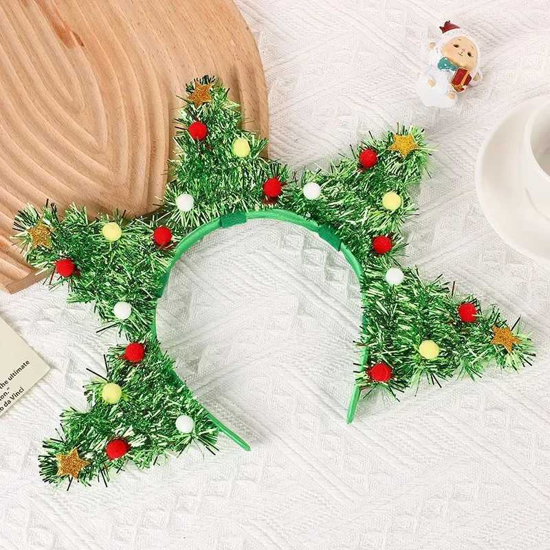 Christmas Tree Headwear Xmas Star Hair Ball Kids Headband Merry Christmas Decor Noel Natal Navidad Happy New Year 2025 Hair DecX241021