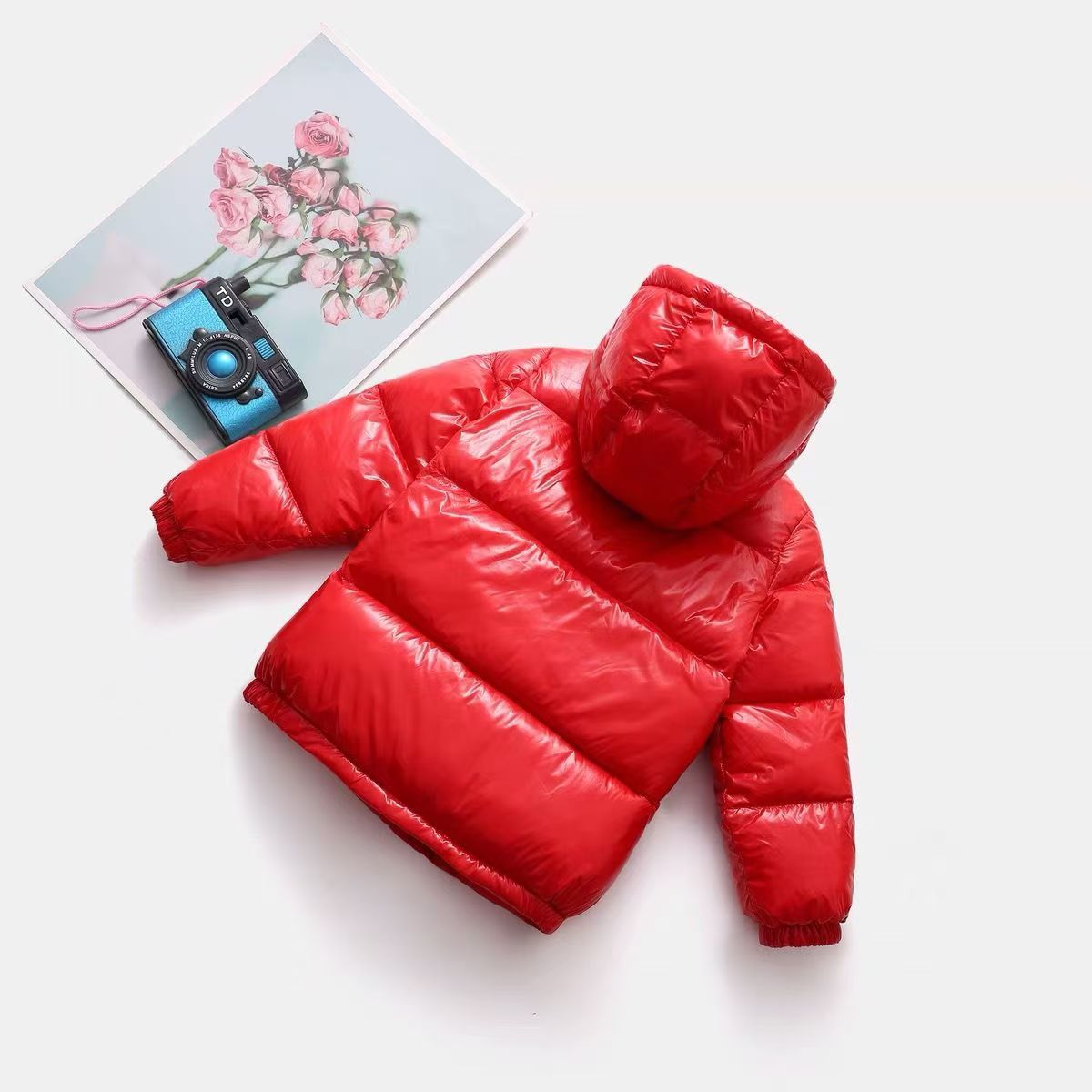 Down Coat M Brand Down Coat 214Y Boy girls bright hooded White duck down coat winter children Wadded Jackets baby girls casual outwear jacket kids des