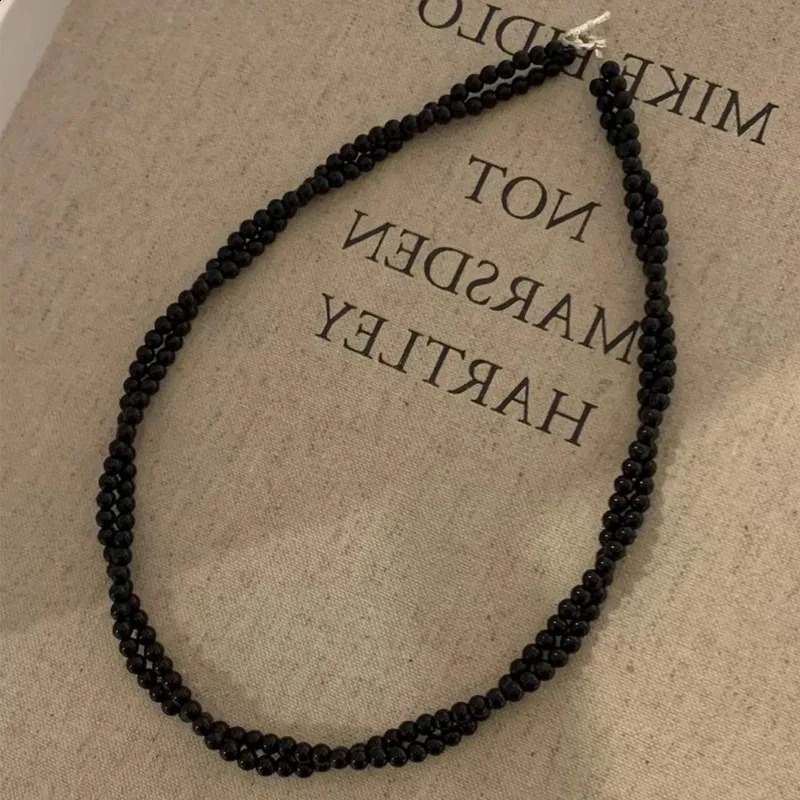 Minar handmade red agate natural stone twisted rope chain double-layer bead necklace womens silver switch buckle necklace 241021