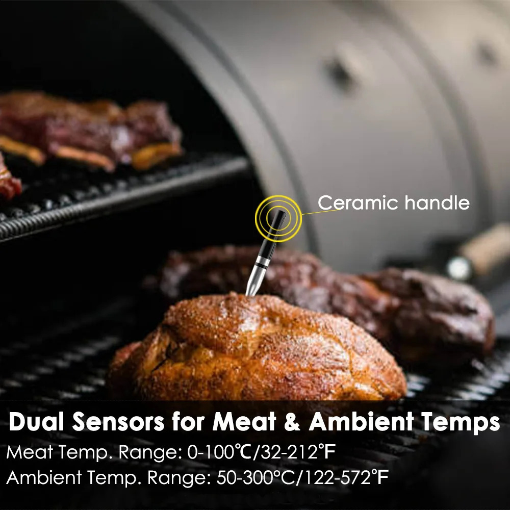 Wireless meat thermometer food remote control single/dual probe intelligent digital Bluetooth barbecue thermometer for kitchen cooking oven and barbec