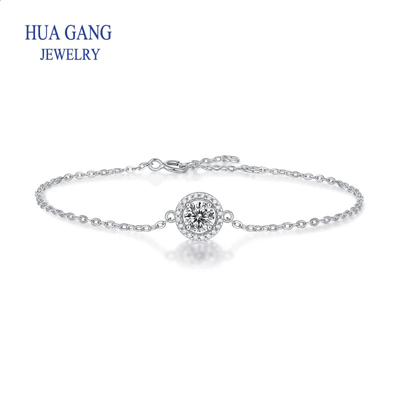 925 Yintong Diamond Test Past 0.5ct Excellent Cutting D-Color VVS1 Wedding Chain Bracelet 240929