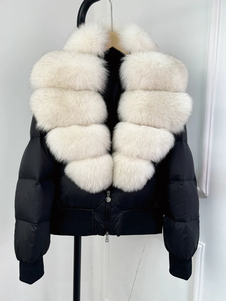 Janveny Large Fox Fur Coat Fashion Winter Inflatable Jacket Womens Thick 90% Down Jacket Womens Waterproof Park 241021