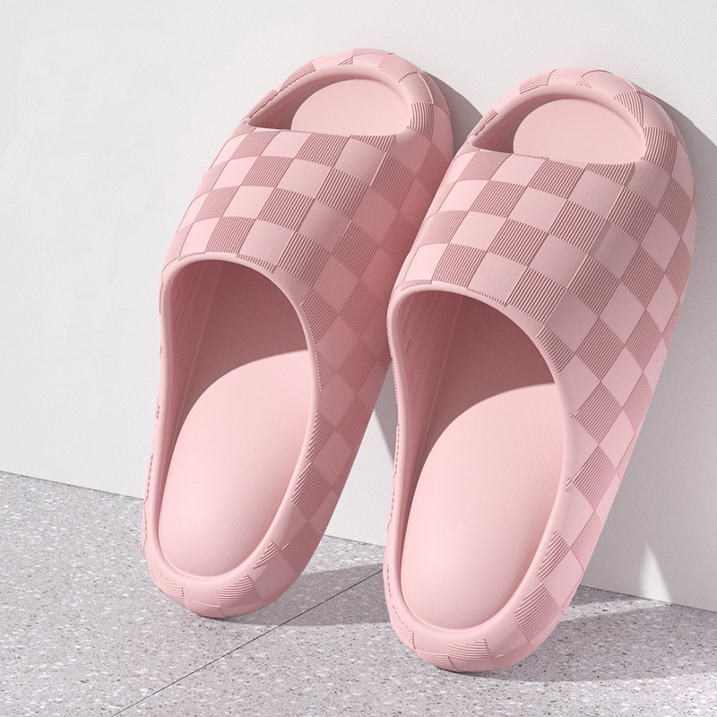 Fashion Women Sandals Summer Plaid Soft Sole Low Heels Home Indoor Slippers Antislip Ladies Shoes Free Shipping Khaki Shoes
