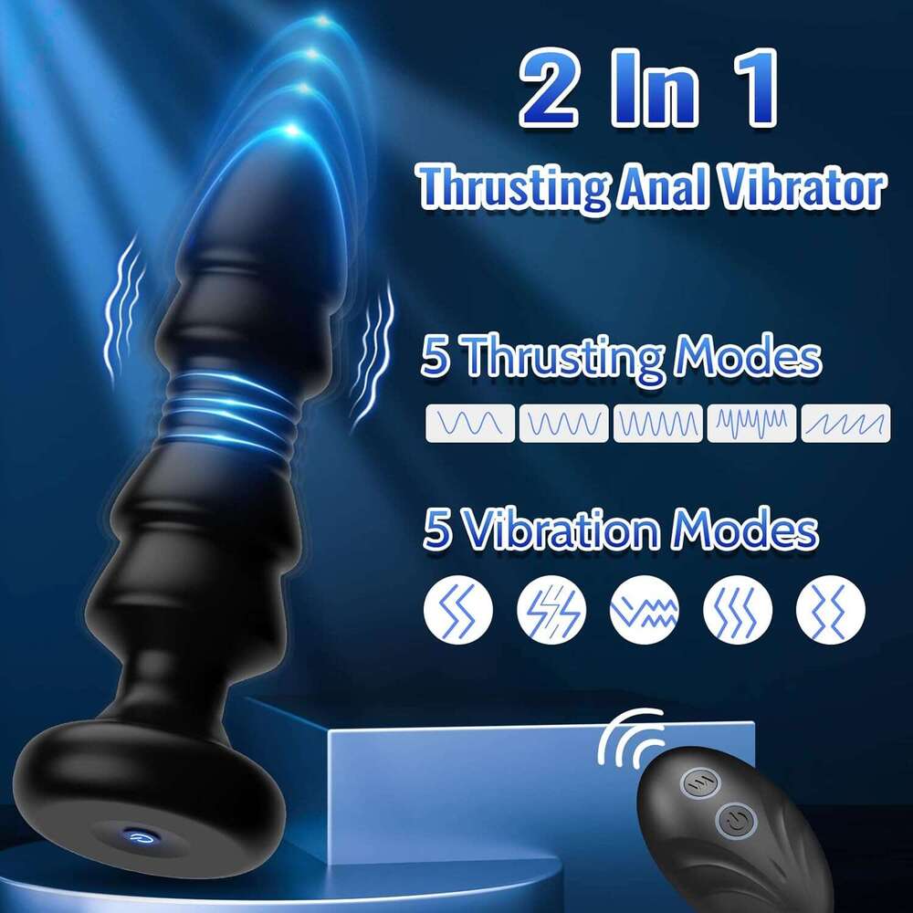 Thrusting Sex Toys Anal Plugs - Anal Toys Sex Toy Remote Control Vibrating Butt Plug G Spot Vibrator, Anal Beads with 5 Vibrating & Thrusting Prostate