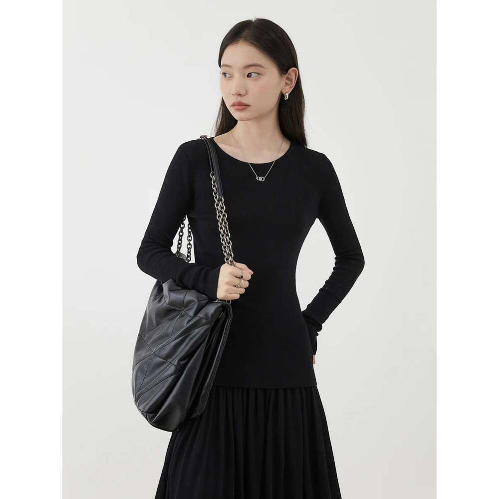 CHIC VEN Women Sweaters Solid Slim Round Neck Female Jumpers Elastic Waist Pleated Woman Skirt Set Spring Autumn 2024