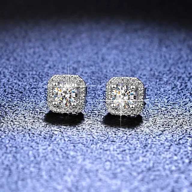 Platinum Pt950 Moissanite Dia for Women Deluxe Square Wrap D Color Wedding Earrings Jewelry