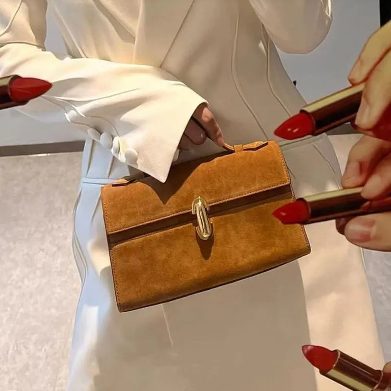 Savette bag mini designer suede bag Smooth Leather Handbag Designer Retro Clutch Bag Women Stance Stand Handheld Clamshell Wallet Pattern Messenger Single Hand Bag