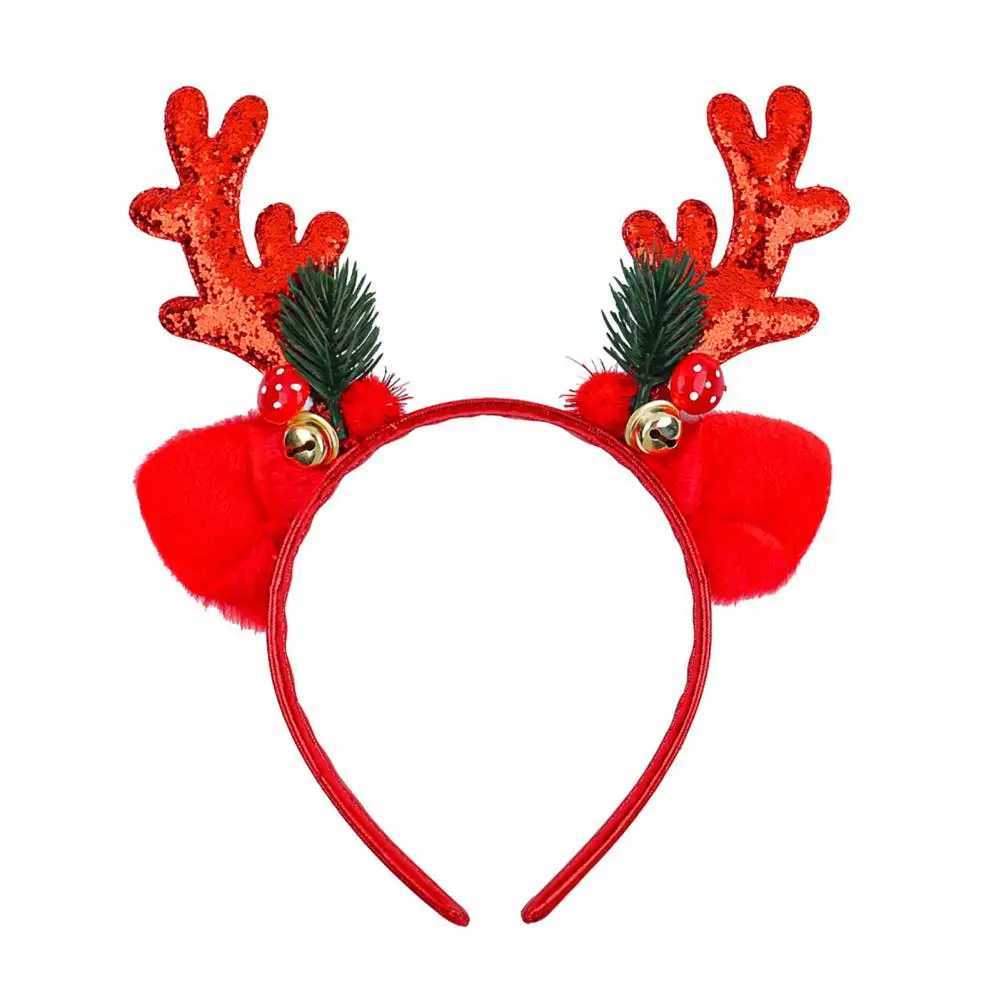 Festive Reindeer Antler Headband for Women Girls Sequined Christmas Hair Accessory with BellsX241021 Free shipping