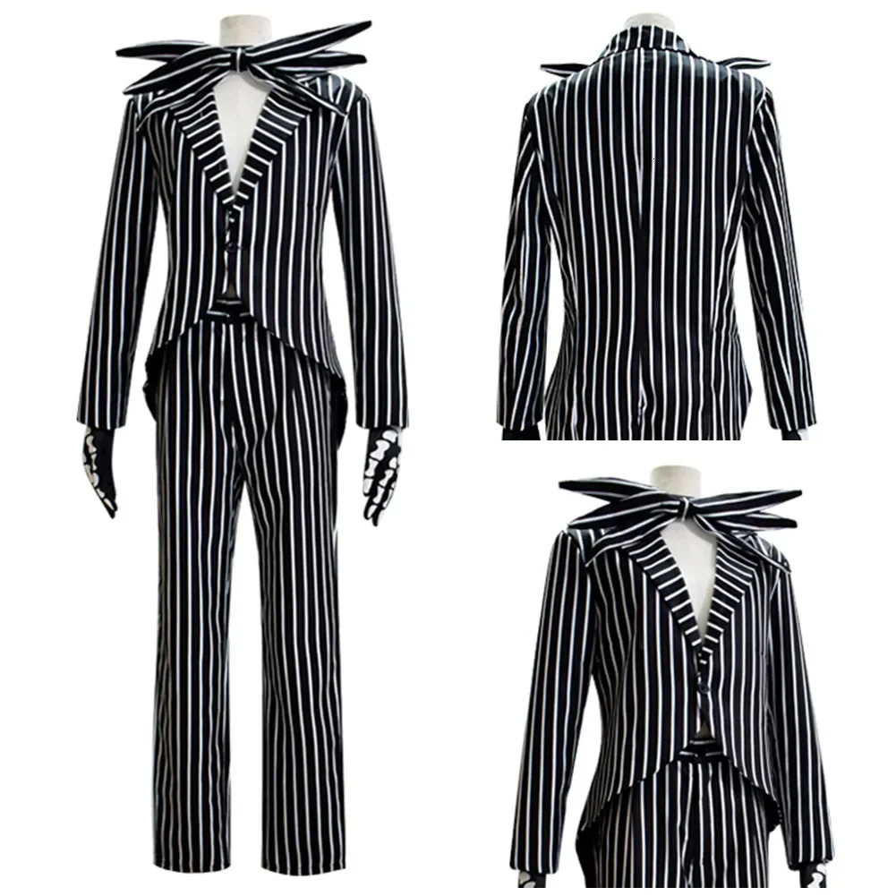 Jack Cosplay Skellington Costume for Adult Men Fantasia Jacket Pants Outfit Man Halloween Carnival Party Disguise Suit 241022