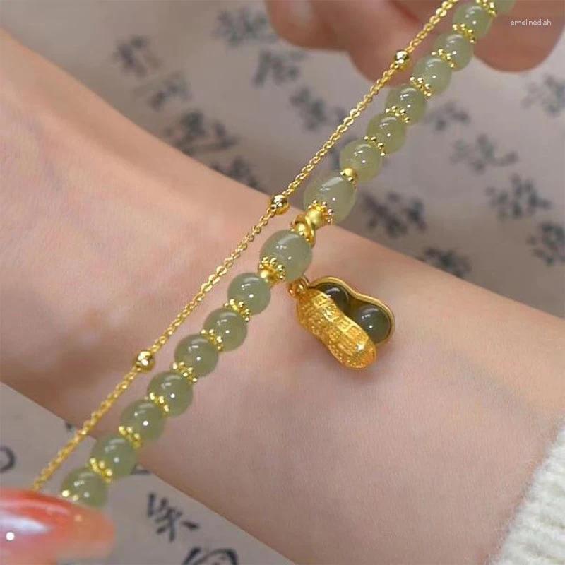 High end bracelet, double layered exquisite women's imitation jade bead bracelet, jewelry girl's birthday wedding gift