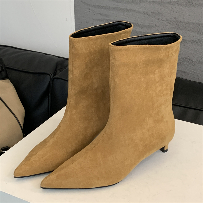 women designer shoes eilyken pointed autumn and winter boots women's designer retro high heels modern short botas zapatos de mujer