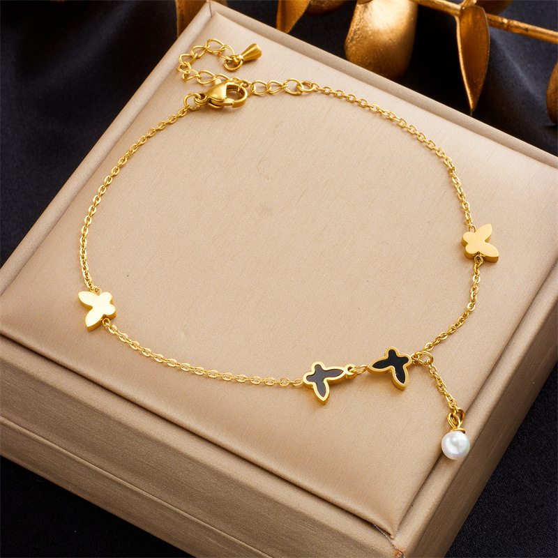 Non Tarnish Butterfly Charm Anklet Chain 18k Gold Plated Diamond Summer Beach Foot Chain Anklets Bracelet for Women Jewelry Daughter Mom Christmas Gif