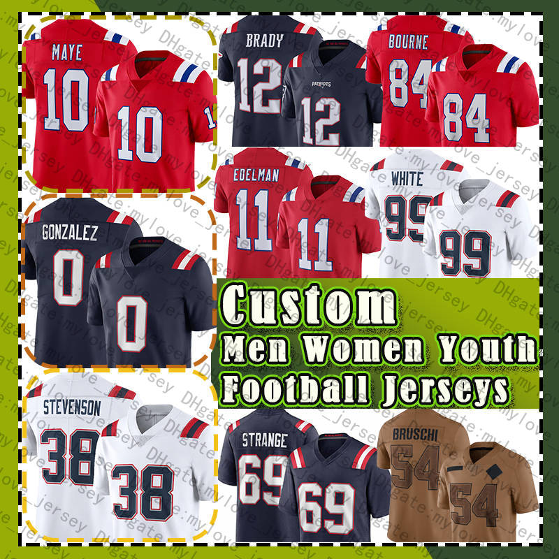 Drake Maye Christian Gonzalez Jersey Football New Englandes Kendrick Bourne Rhamondre Stevenson Keion White Tom Brady Cole Strange Tedy Bruschi David Andrews Moss