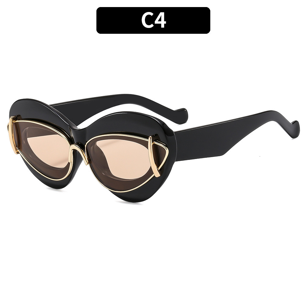 Fashionable women's cat eye personalized with a sense of luxury, slimming and sun protection sunglasses, trendy sunglasses
