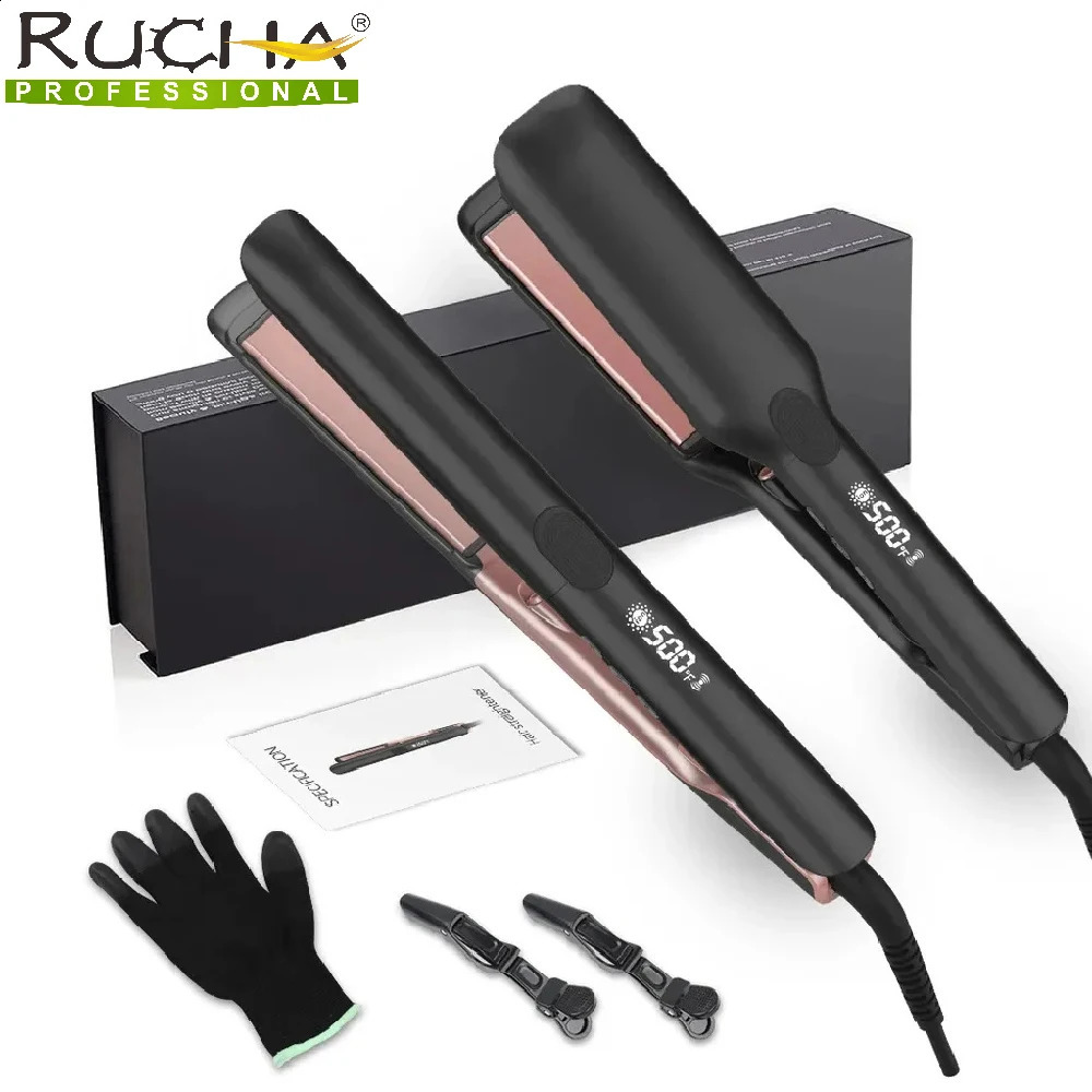 RUCHA hair straightener 500F high temperature professional PTC ceramic plate treatment plasma ion hair flat iron 241021