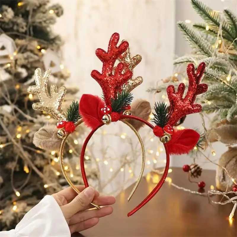 Christmas Headbands Sequins Reindeer Antlers Ears Hair Clips For Women Girl Halloween Party Cosplay Light HeaddressX241021 Free shipping