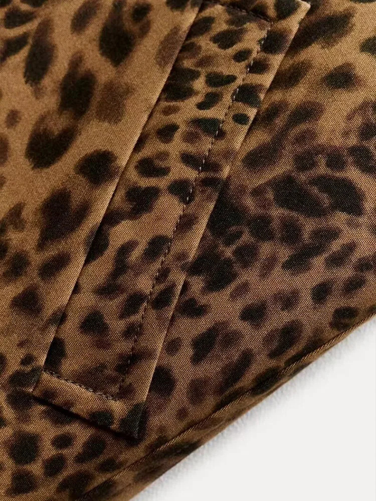 leopard print windproof animal print jacket for casual mid end loose retro autumn women 241021
