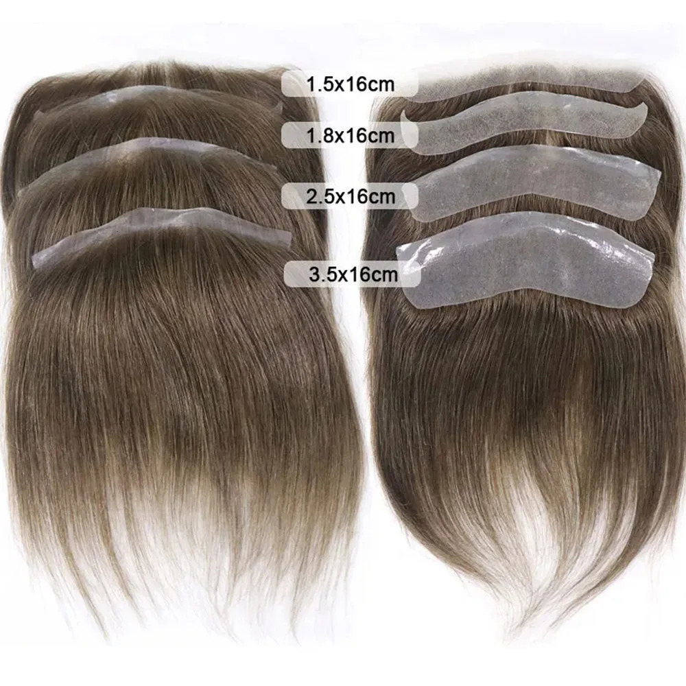 Brown Human Hair Frontal Toupee for Men V Loop Straight 100% Human Hair Forehead Hairline Man Remy Hair Thin Skin PU Prosthesis 241102