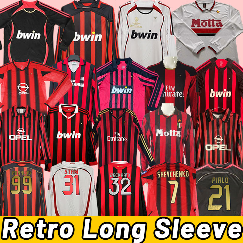 AC Long sleeve RETRO MILAN Soccer JerseyS 04 05 06 07 2009 2010 2012 2014 football shirt Gullit 1988 96 97 Van Basten KAKA Inzaghi RONALDINHO Vintage Classics jerseys