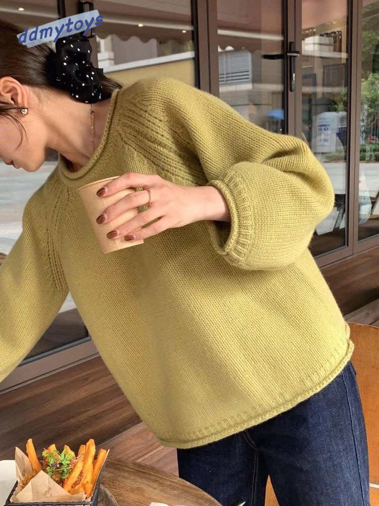 Ddmytoys Milk Series Soft Lazy Wind Rolled Edge Pullover Sweater Women Autumn Winter New Style Gentle And Stylish Wearing Top For Women F1023#38