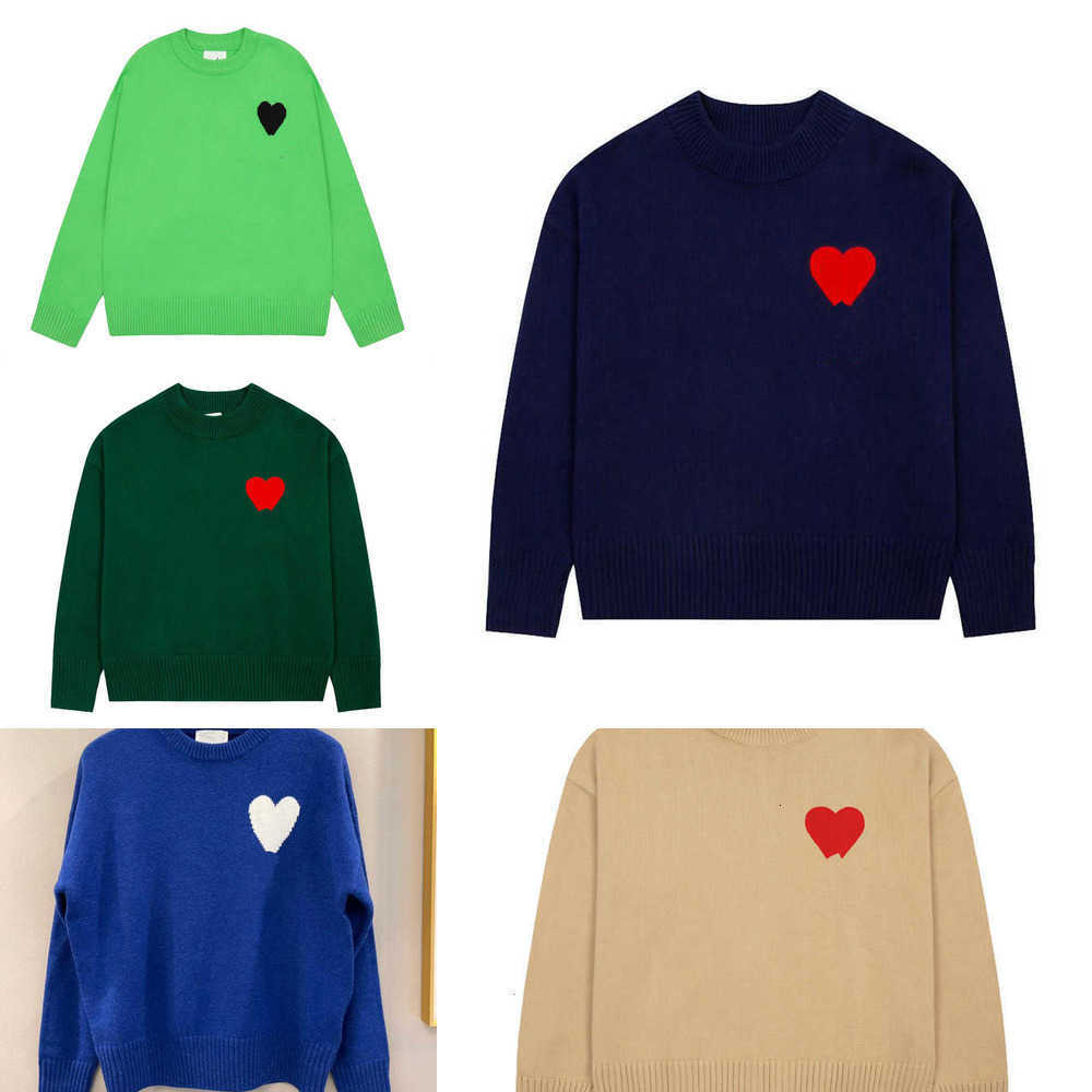 Fashion amipull Sweater Mens Designer Knit Shirts France High Street Knitwear Cardigan Sweat Women Knitted Jumper Amishirts Paris Streetwear b5