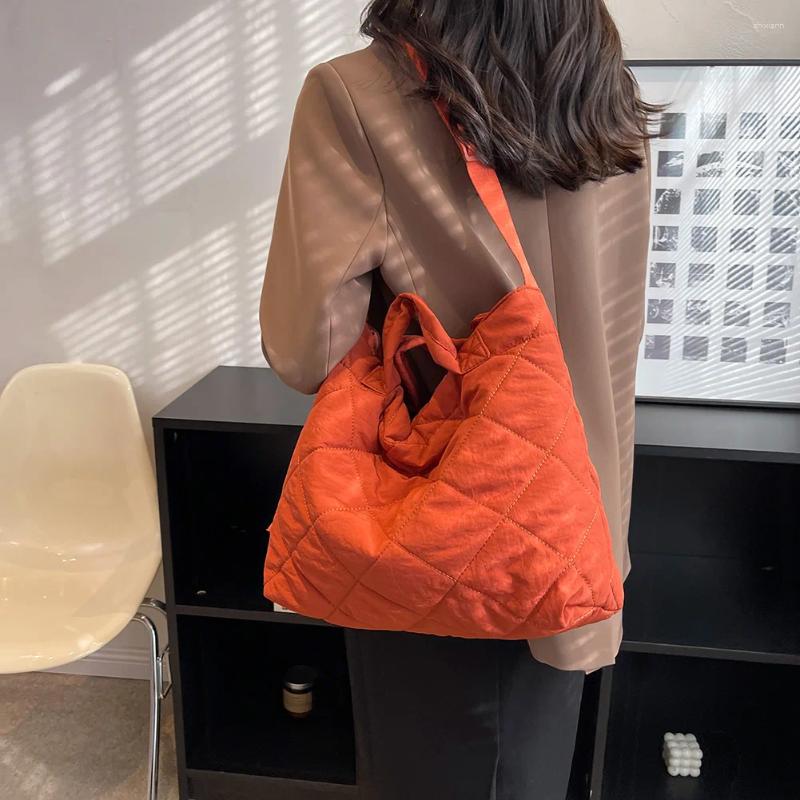Totes Quilted Cotton Women Shoulder Messenger Large Capacity Rhombus Pattern Solid Color Vintage For Office Work Travel zhanyishengli