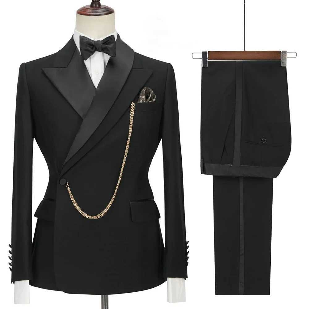 Latest Design Yellow Men Suits Peaked Lapel One Button Casual Slim Male Suit Business Wedding Groom Elegant 2 Piece Blazer Pants X250704