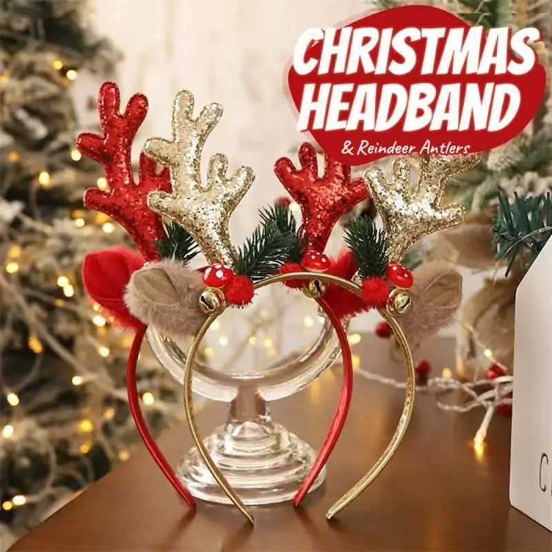 Christmas Headbands Sequins Reindeer Antlers Ears Hair Clips For Women Girl Halloween Party Cosplay Light HeaddressX241021 Free shipping