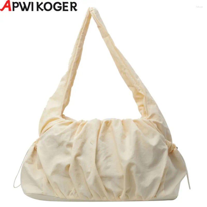 2025 NEW Drawstring Women Soft Armpit Bag Large Capacity Cloud Pleated Shoulder Chic Hobo Solid Color Multi-pockets For Outdoor Travel zhanyishengli
