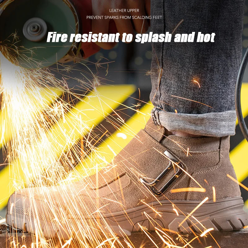 Anti-smash Safety Boots Men Steel Toe Cap Stab-resistant Work Shoes cow suede material Fireproof splash Breathable Male Sneakers 241021