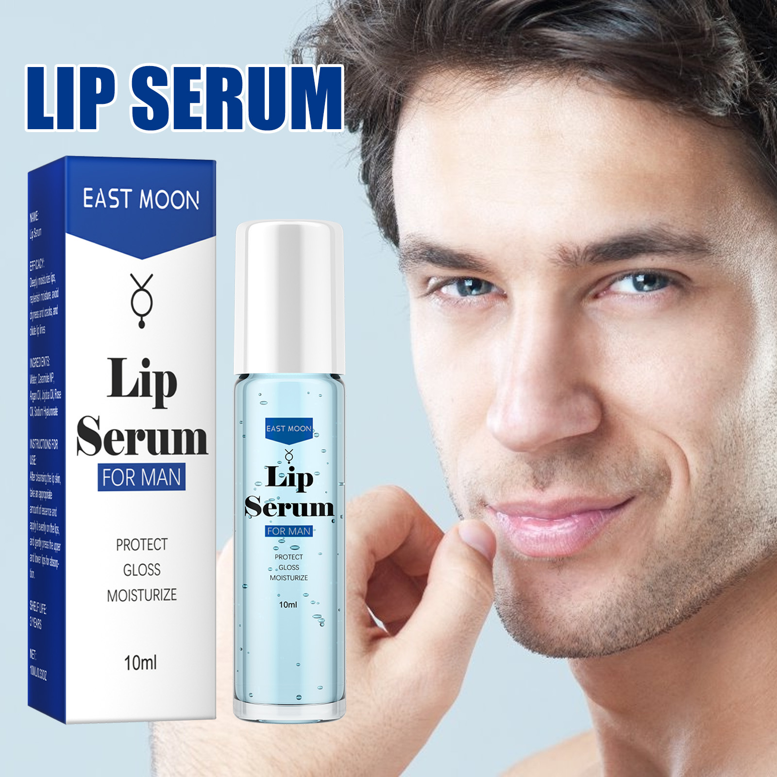 US Stock EAST MOON Lip Essence Roller Ball Liquid Nourishes and lightens lip lines, prevents dry, cracked and dead skin, plumps and moisturizes lips