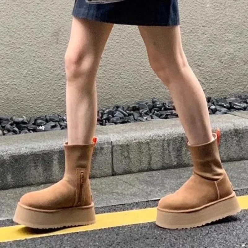 Fashion Round Toe Snow Winter Simple Solid Color Outdoor Banquet Womens Boots Large Size atos 241022 8826