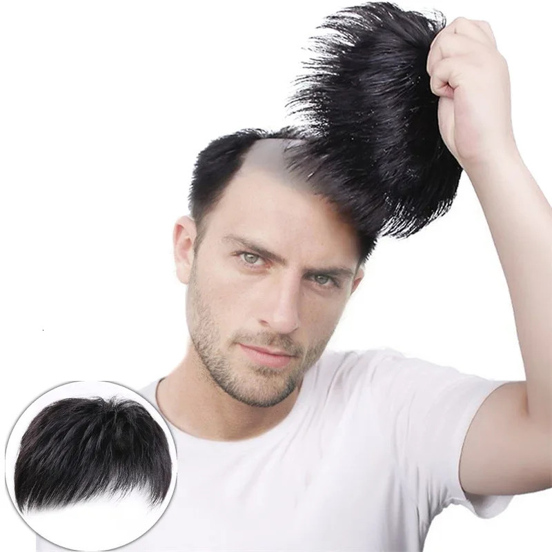 fashion synthetic wig mens short hair inch head patch wig piece high temperature silk chemical fiber wig 241102