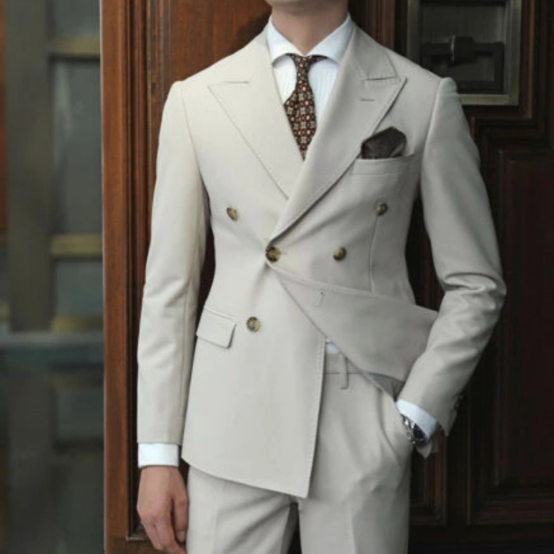 Double Breasted Men Suits for Wedding Slim Fit Formal Groom Tuxedo Peaked Lapel Custom Made Prom Party Blazer 2 Pieces 2024
