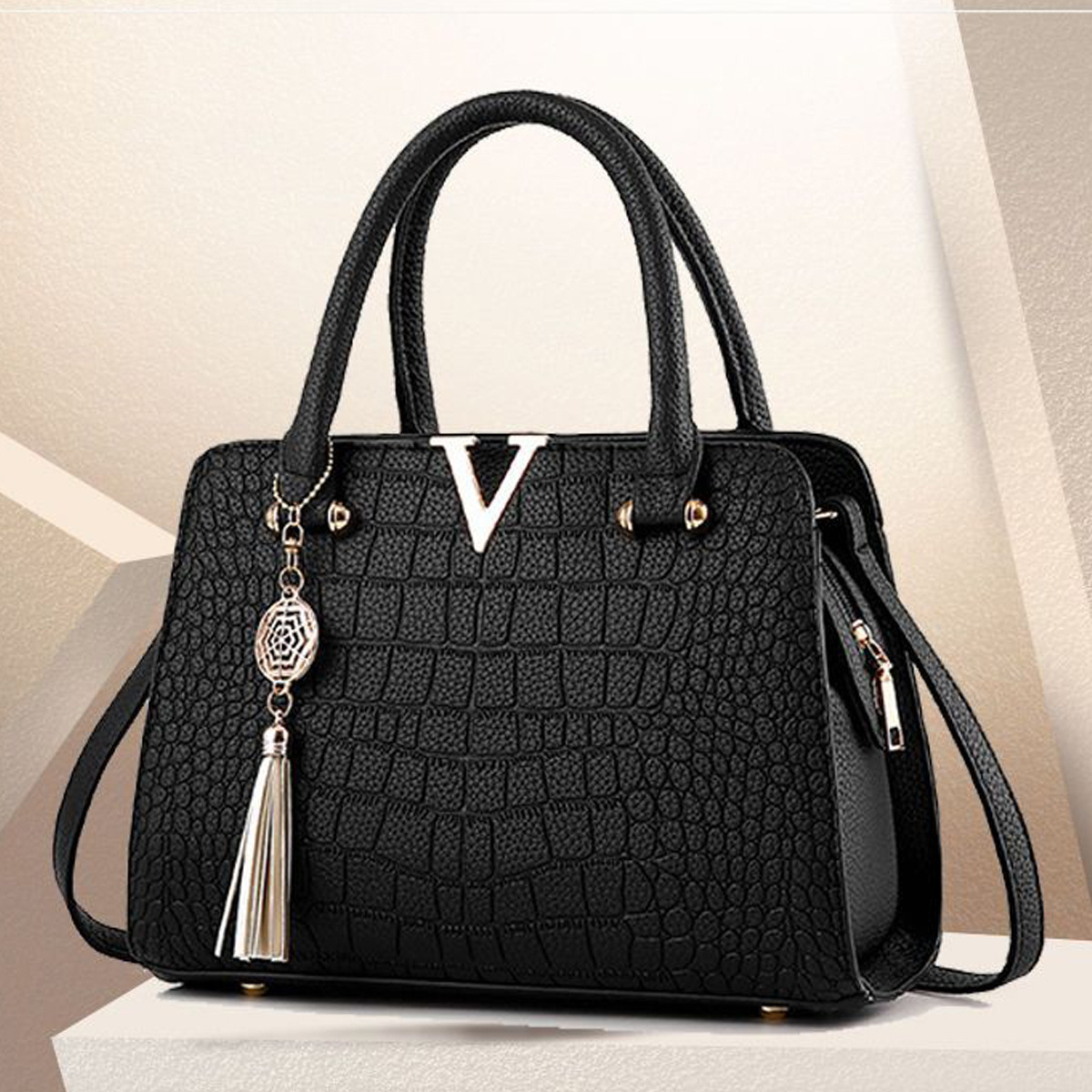 Designer Crocodile Pattern For Women 2024 New Elegant Middle Aged Mom Fashion Women's Bag Handbag Trendy Small Capacity V-bag