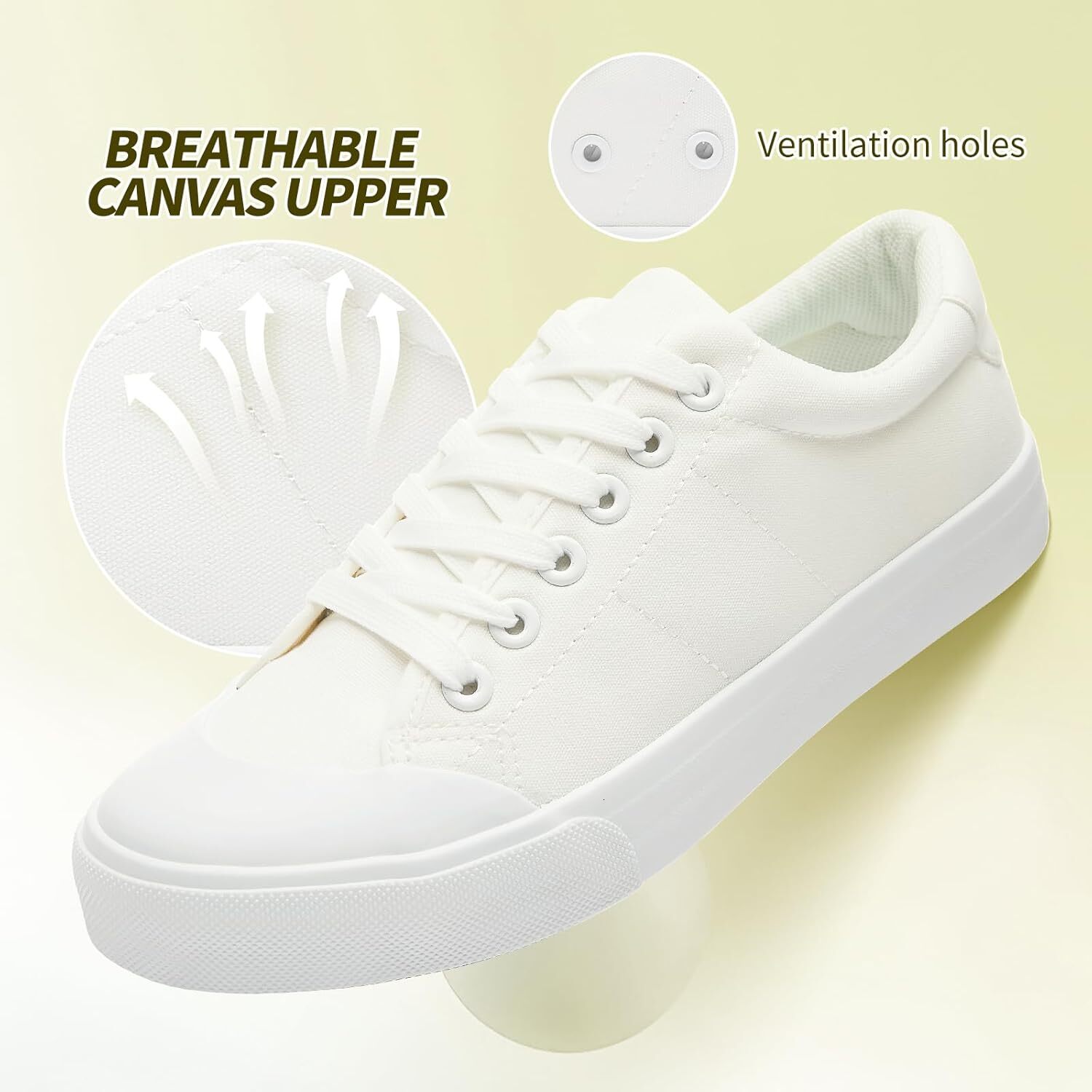 IMPCRUTE Women S Canvas Shoes Low Cut Sneakers Lace Up White Tennis Casual Walking