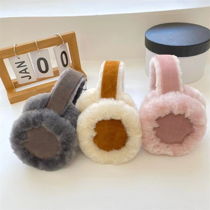 Chestnut ear muffs warm plush earmuffs fur unisex sweet solid color fashion foldable soft simple ear muffs winter accessories black gray sand color faf085