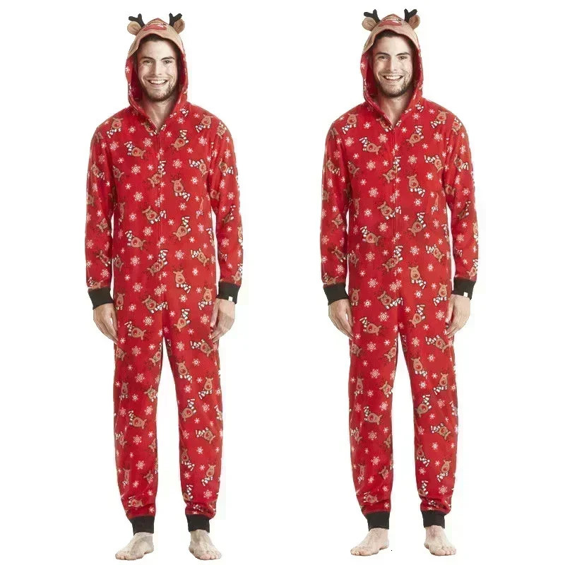Family reindeer ear muffs jumpsuit adult and childrens clothing set pajamas Christmas appearance pajamas 241022bj